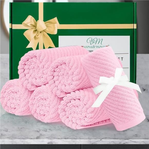 Cotton Washcloth Set Soft Quick Dry Face Towels Baby Pink Bathroom Gift 6pc - Picture 5 of 7